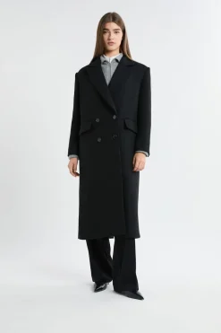 Abrigo largo de corte recto con lana