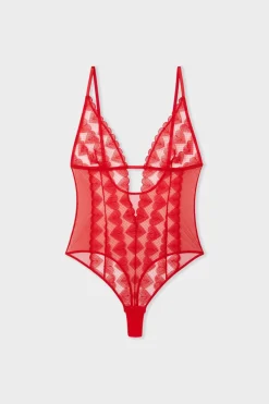 Body con bordado de corazones