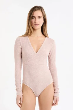 Body de manga larga con cuello cruzado