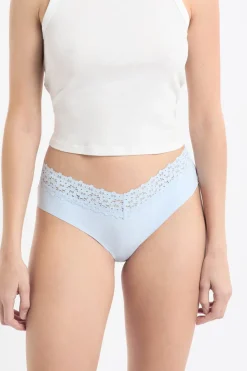 Braga brasileña de cintura baja en forma de V de microfibra y encaje