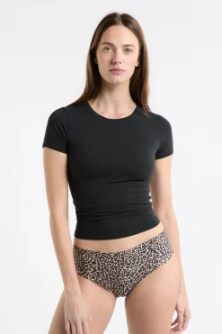 Braga brasileña de microfibra sin costuras con estampado de leopardo