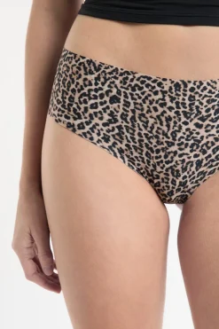 Braga brasileña de microfibra sin costuras con estampado de leopardo