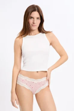 Braga culotte con bordes de encaje de microfibra