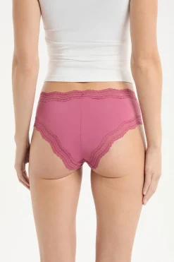 Braga culotte con bordes de encaje de microfibra