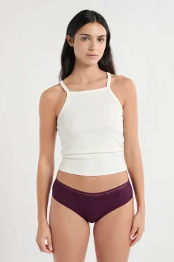 Braga culotte de microfibra con detalles de encaje