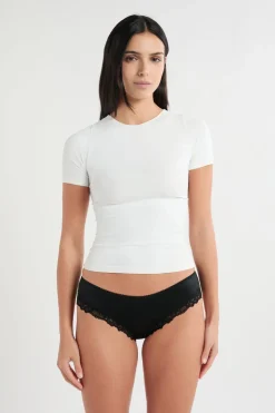 Braga culotte de microfibra con detalles de encaje