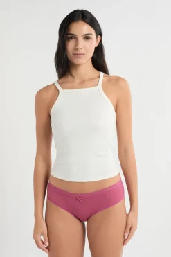 Braga culotte de microfibra con detalles de encaje