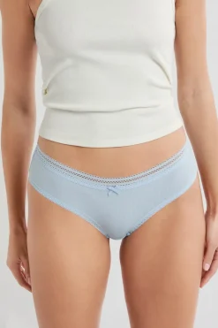 Braga culotte de microfibra con detalles de encaje