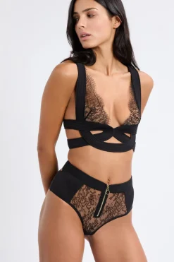 Braga de cintura alta de encaje