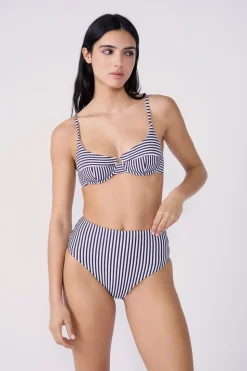Braguita bikini de cintura alta a rayas