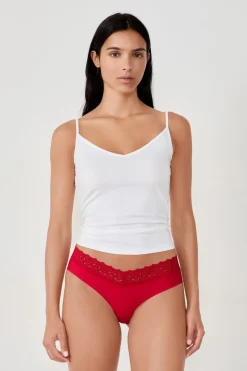 Braguita brasileña en V de microfibra y encaje