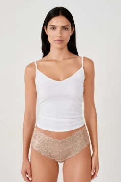 Braguita brasileña en V de encaje tejido brillante