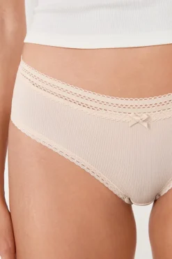 Braguita culotte de microfibra con detalle de encaje