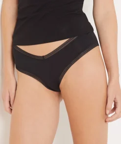 Braguita culotte en V de microfibra y encaje