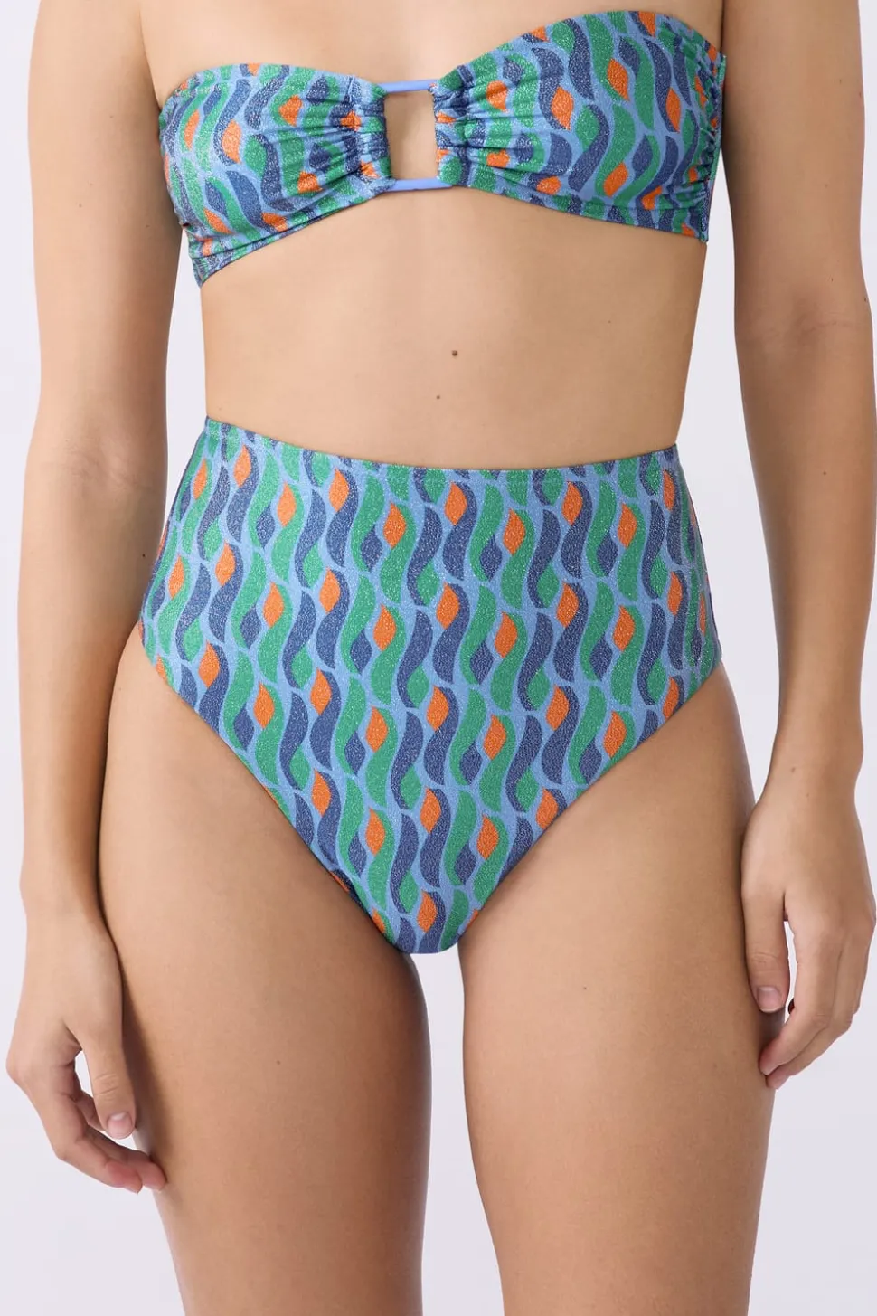 Braguita de bikini de cintura alta brillante