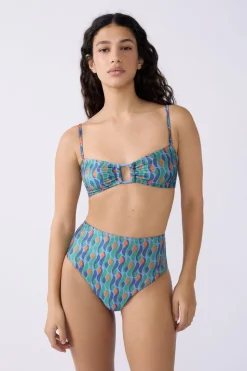 Braguita de bikini de cintura alta brillante