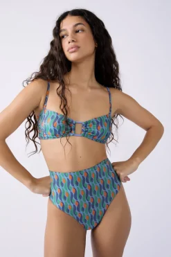 Braguita de bikini de cintura alta brillante