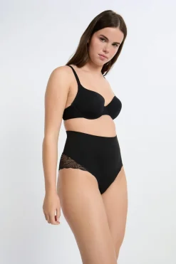 Braguita de talle alto con detalle de encaje - Sujeción media