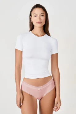 Braguita shorty con bordes de encaje de microfibra