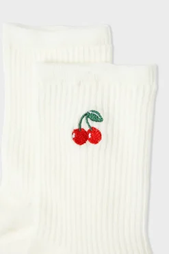 Calcetines acanalados con algodón y estampado de cerezas