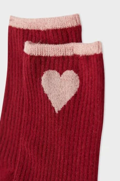 Calcetines acanalados con algodón y estampado de corazones