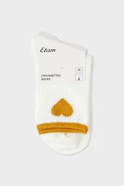 Calcetines acanalados con algodón y estampado de corazones