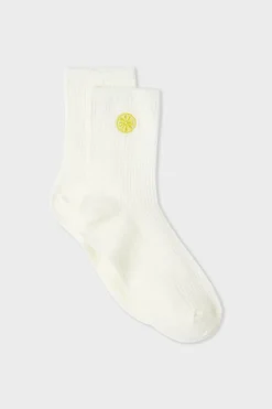 Calcetines acanalados con algodón y estampado de sol