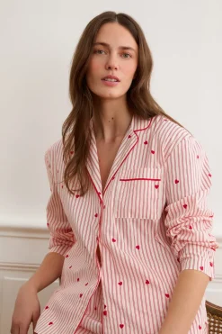 Camisa a rayas y corazones de algodón
