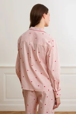 Camisa a rayas y corazones de algodón