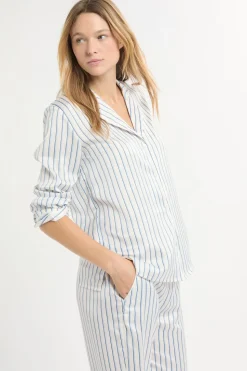 Camisa de pijama a rayas de satén