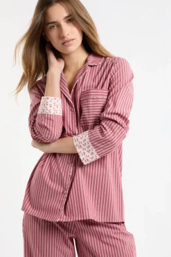 Camisa de pijama a rayas con algodón