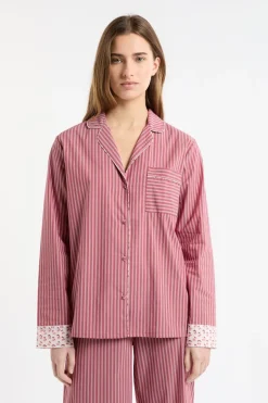 Camisa de pijama a rayas con algodón