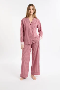 Camisa de pijama a rayas con algodón