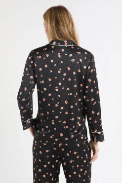 Camisa de pijama con estampado floral de satén