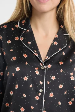 Camisa de pijama con estampado floral de satén