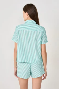 Camisa de pijama de algodón a rayas