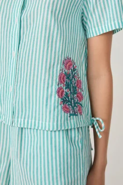 Camisa de pijama de algodón a rayas