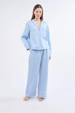 Camisa de pijama de manga larga de algodón