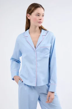 Camisa de pijama de manga larga de algodón