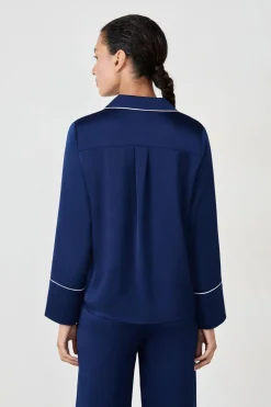 Camisa de pijama de manga larga satinada