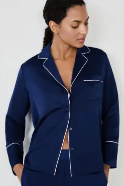 Camisa de pijama de manga larga satinada