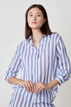 Camisa de pijama de rayas de algodón