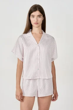 Camisa de pijama de satén a rayas
