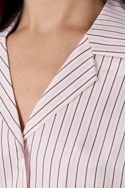 Camisa de pijama de satén a rayas