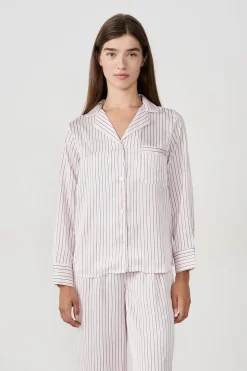 Camisa de pijama de satén a rayas