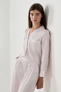 Camisa de pijama de satén a rayas