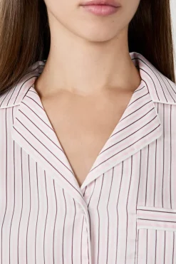 Camisa de pijama de satén a rayas
