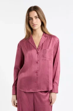 Camisa de pijama de satén a rayas