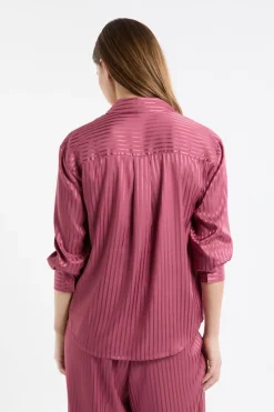 Camisa de pijama de satén a rayas