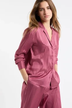 Camisa de pijama de satén a rayas